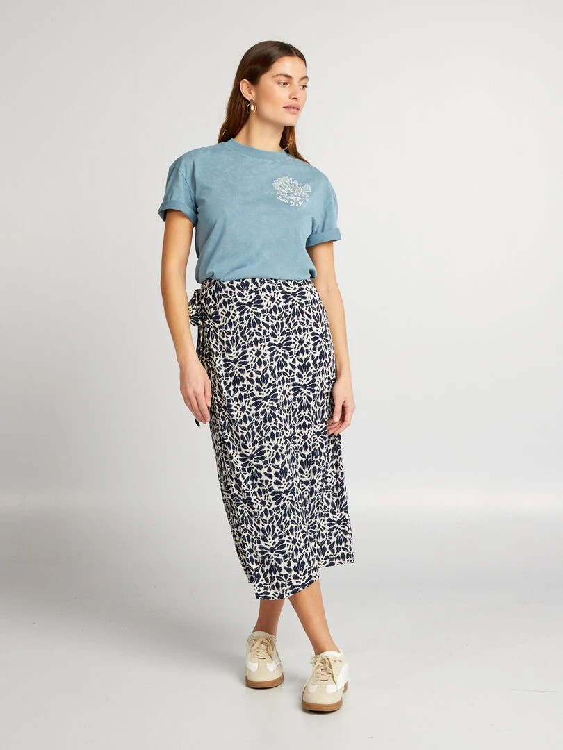 Robe courte forme chemise en double gaze de coton   Kaki