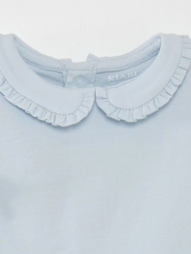 T shirt à col claudine   Bleu