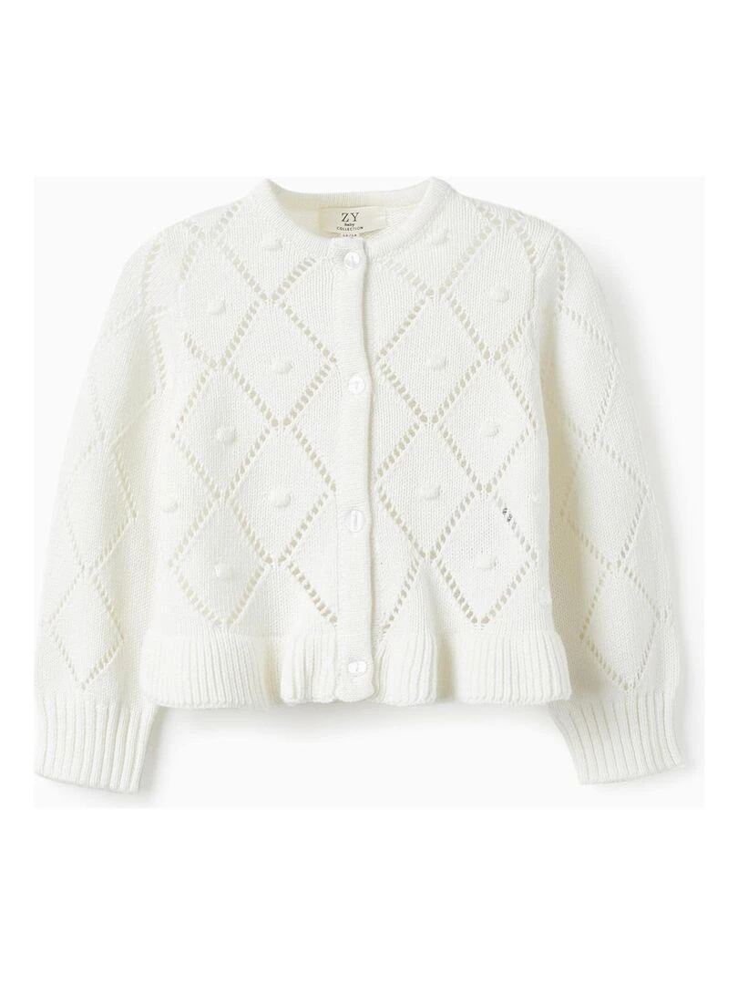 Gilet en Maille avec Volants pour Bébé Fille ATLANTIC COMPANY Beige clair