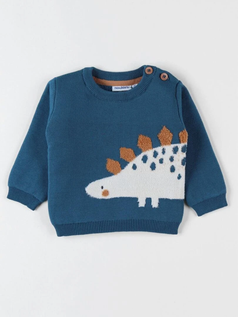 Pull dino en tricot  canard   Noukie's   Bleu