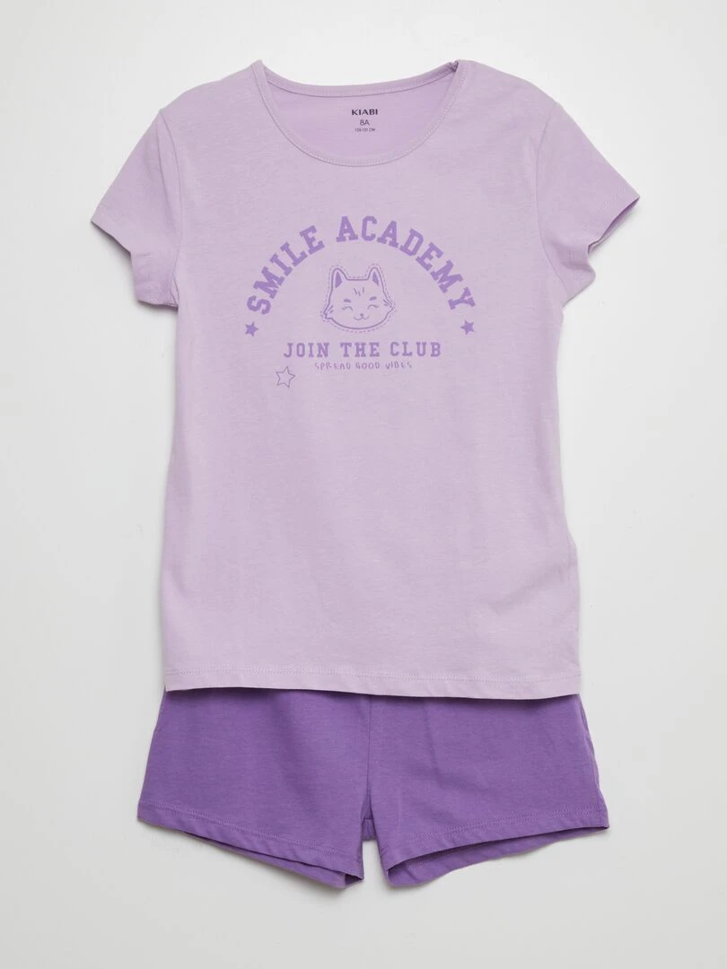 Ensemble pyjama court imprimé 2 pièces Violet
