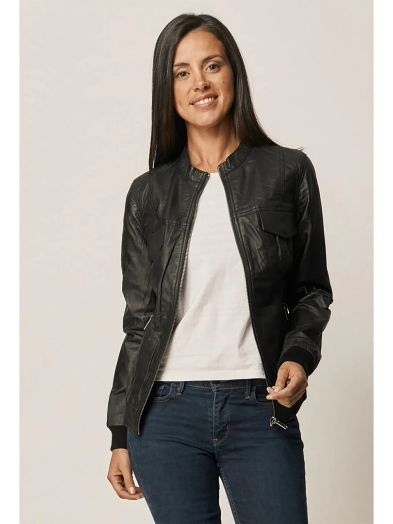 Lee Cooper Veste femme manches longues cuir regular fit BINTA Noir