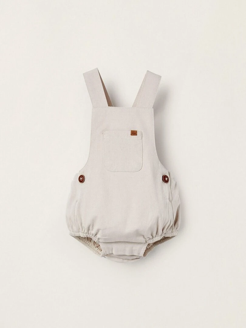 Combinaison en sergé de coton pour nouveau né manches longues ATLANTIC COMPANY Gris clair