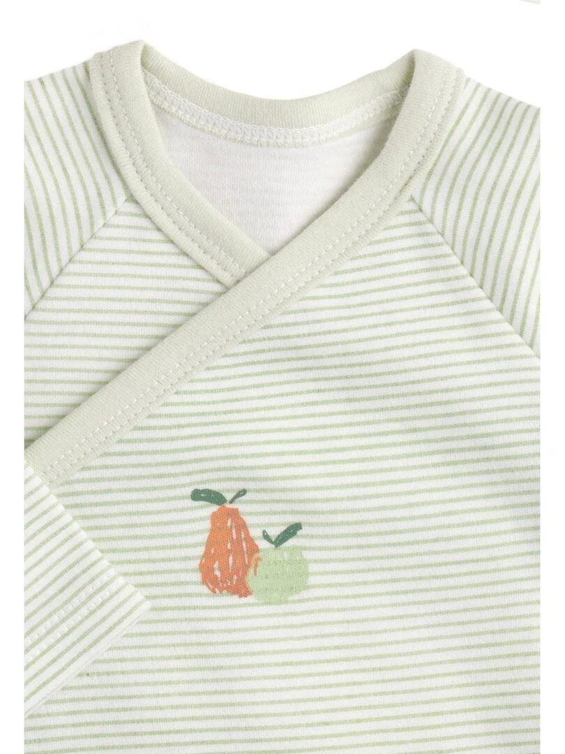 Bodies bébé manches longues en coton lot de 3   SAUTHON   Blanc Vert