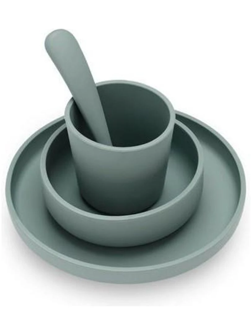 Coffret de table bébé Silicone Vert Cendré (4pcs) Jollein Vert
