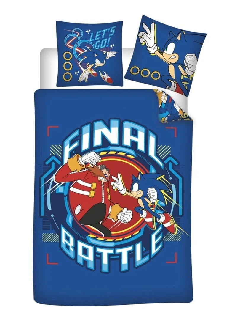 Parure de lit réversible Sonic "Final Battle" 140 cm x 200 cm Bleu