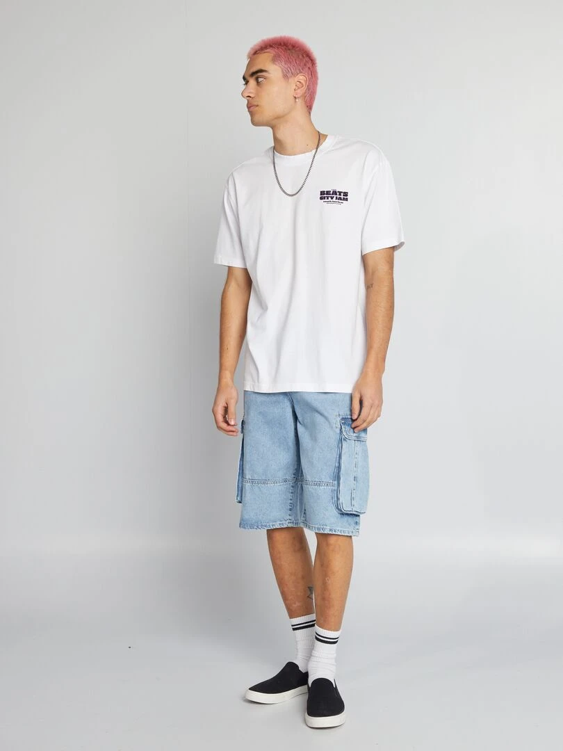 T shirt à imprimé poitrine   Blanc