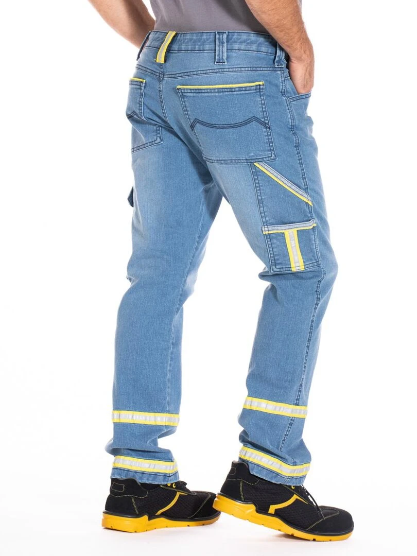 Jeans de travail avec bandes réfléchissantes denim stretch CLARO 'Rica Lewis'   Bleu