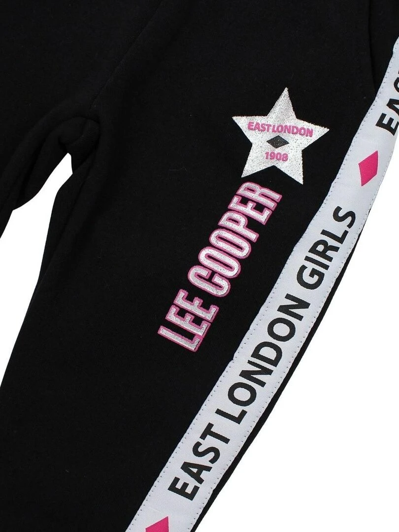 Lee Cooper   Pantalon De Jogging fille imprimé logo   Noir
