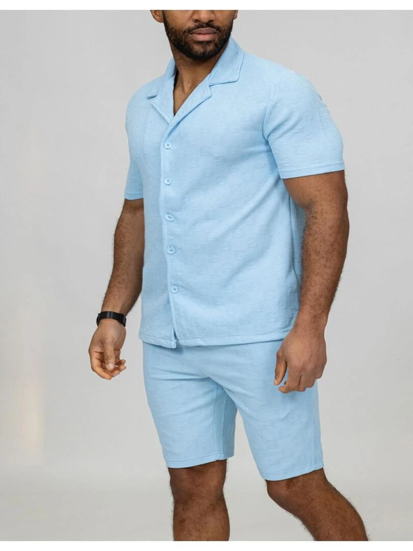 Ensemble Short Chemise Kebello Bleu ciel