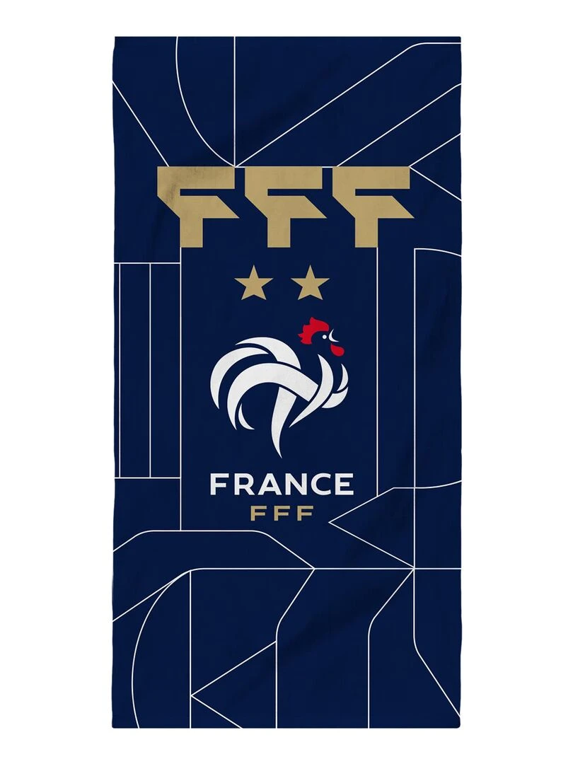 Drap de bain imprimé 100% coton FFF CONSTRUCTION Bleu marine