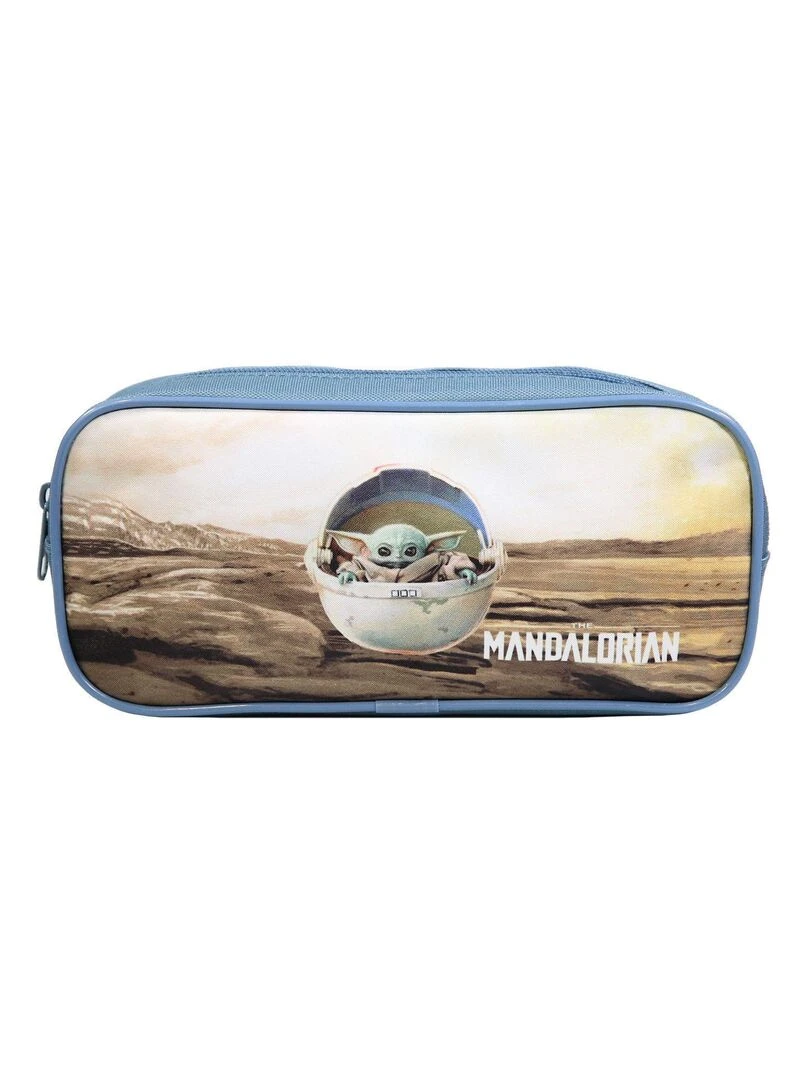 Trousse scolaire rectangulaire Baby Yoda Star Wars / The Mandalorian Beige et Bleue Bagtrotter Beige