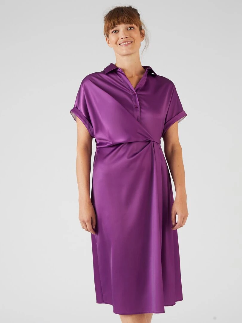 Robe drapée toucher soyeux Damart Violet