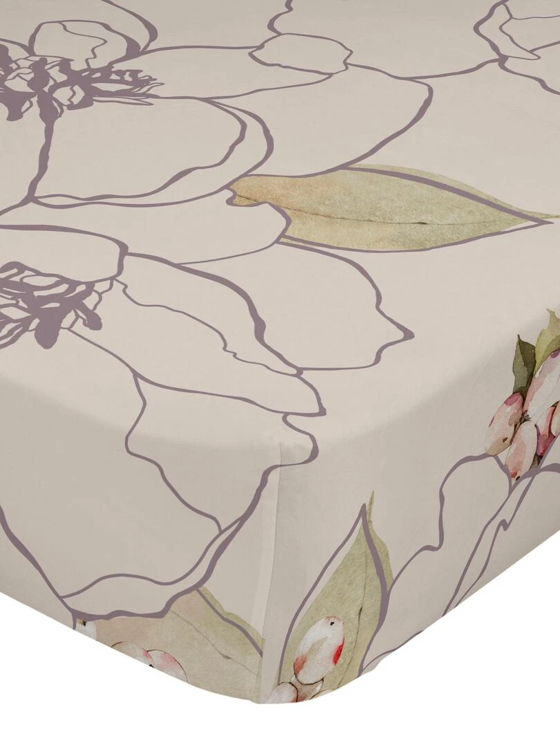 Drap housse White peonies "Happyfriday" Blanc