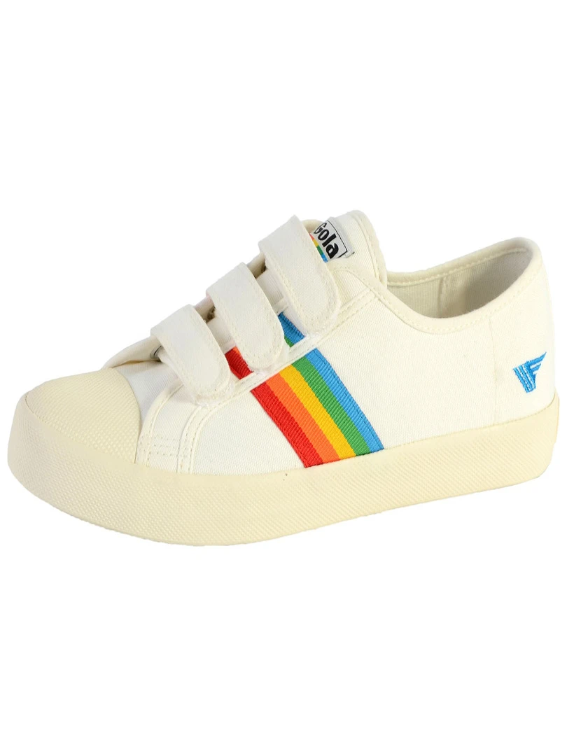 Basket Gola Coaster Rainbow Velcro Blanc
