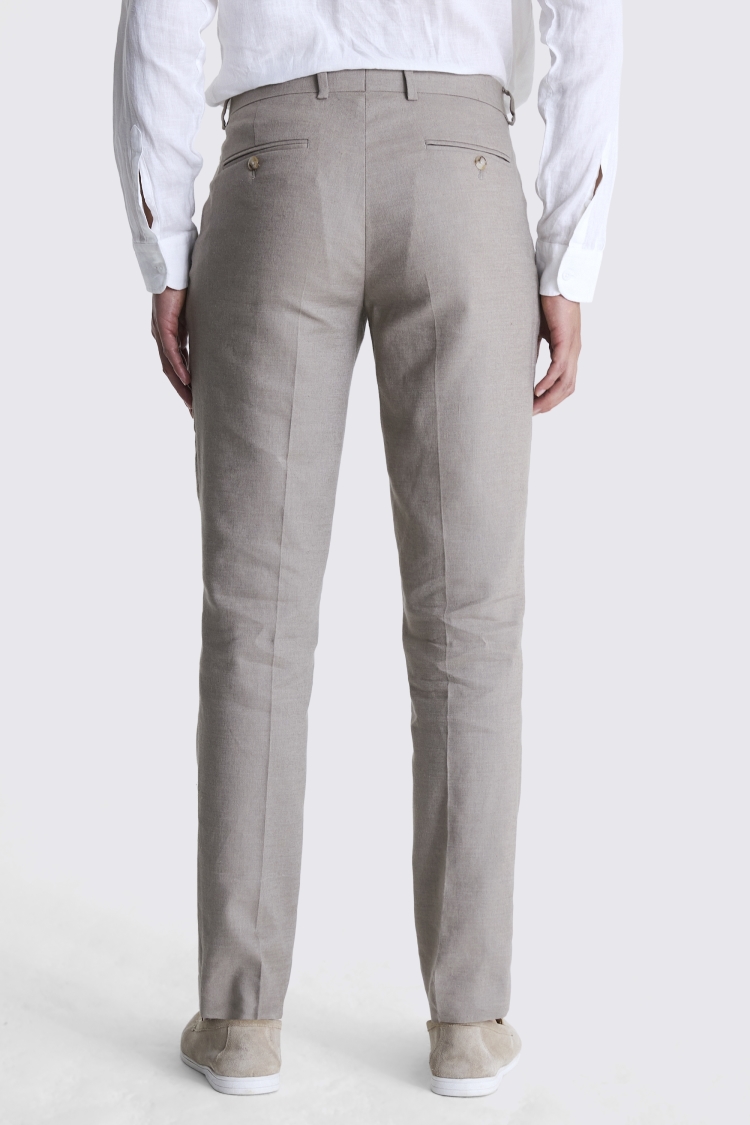 Slim Fit Taupe Matte Linen Trousers Buy Online at Moss