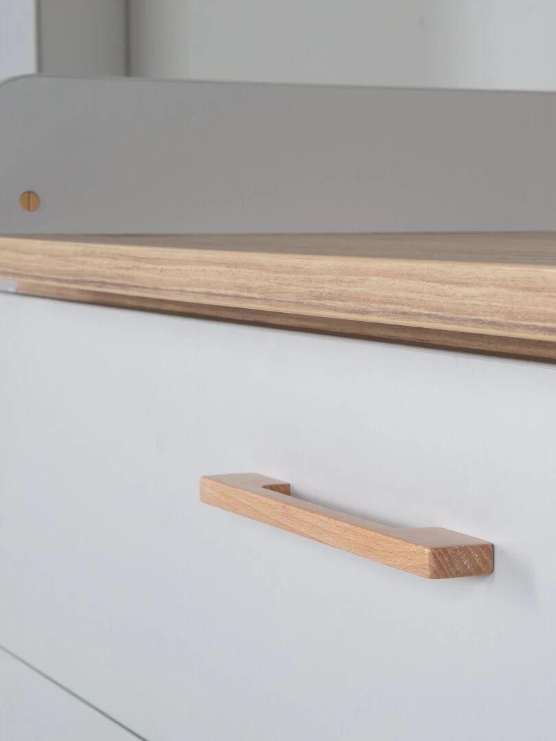 ROBA Commode à Langer "Caro" – avec Plan à Langer Amovible – 3 Tiroirs – gris clair/ chêne doré Gris Marron
