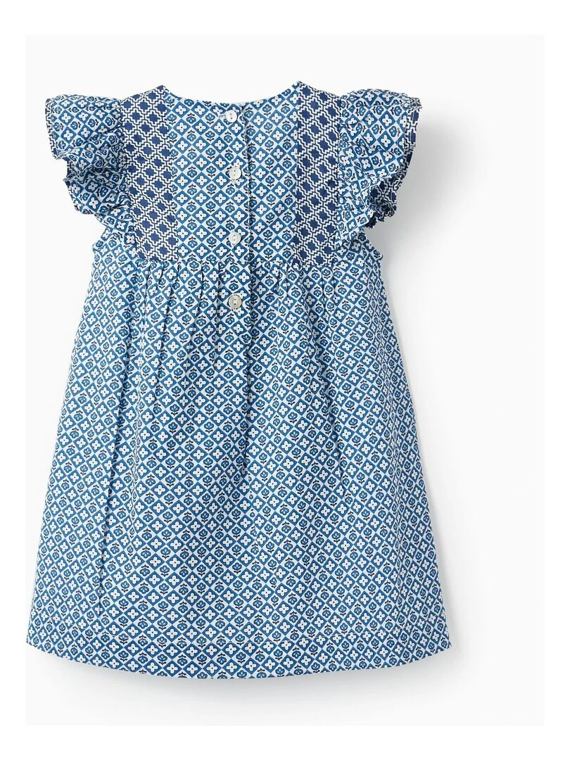 Robe avec Volants pour Bébé Fille manches courtes ATLANTIC COMPANY Bleu foncé