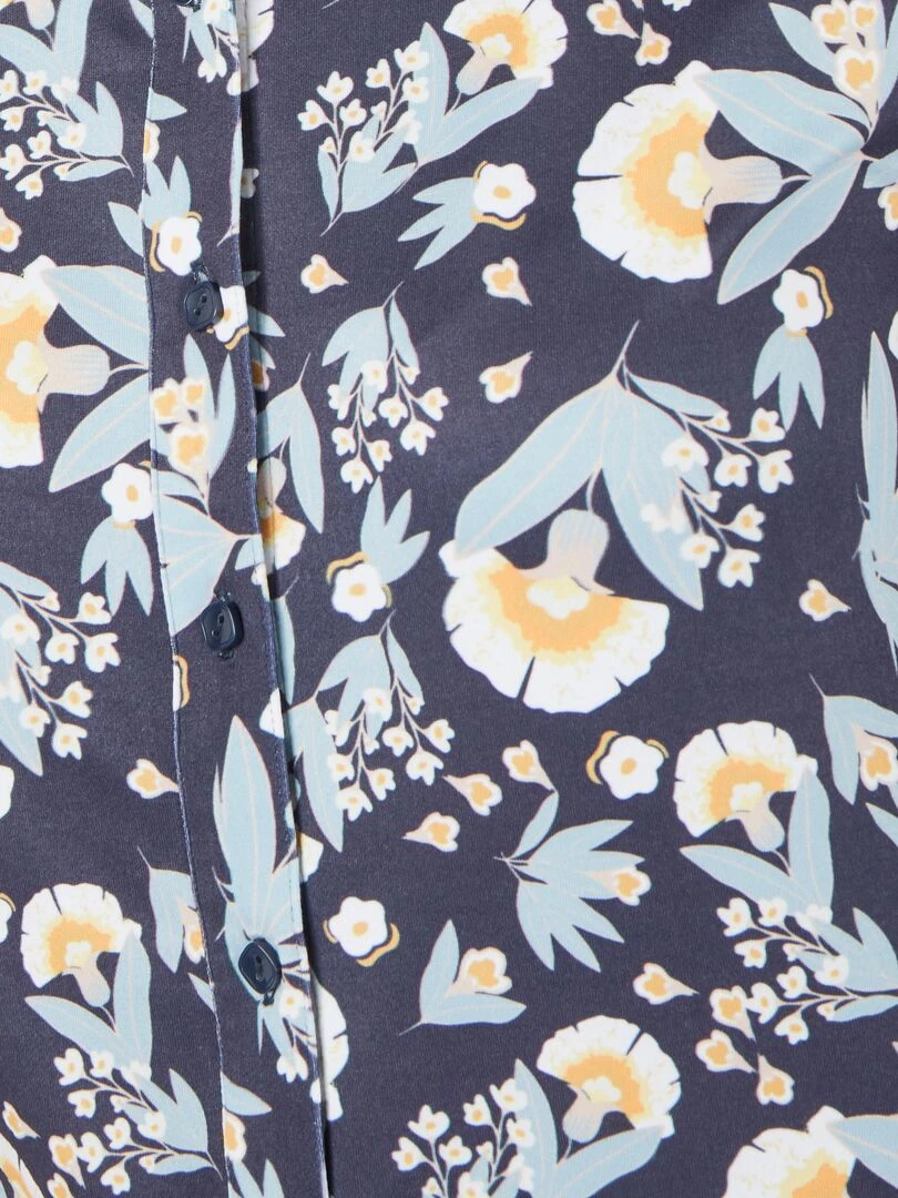 Chemisier maille chaude fleuri ou géométrique   Damart   Bleu marine