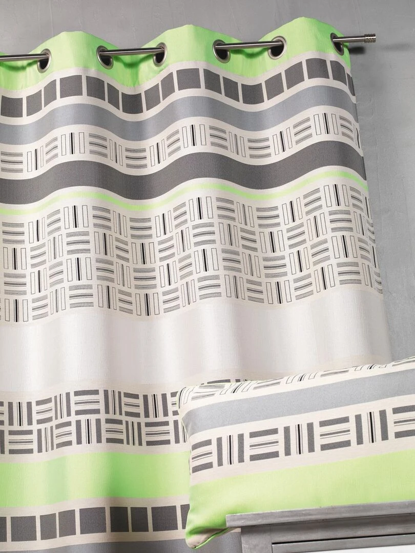 Rideau en jacquard design à rayures horizontales Vert