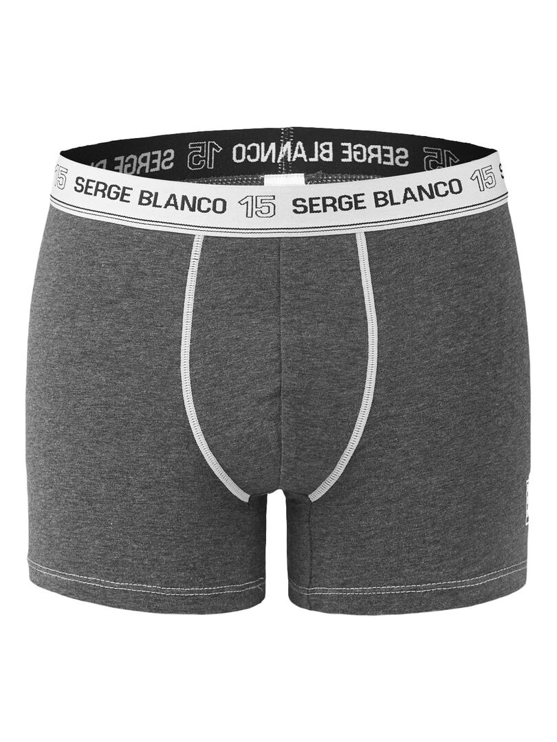 Lot de 4 Boxers coton homme avec surpiqûres Class Serge Blanco   Noir Gris
