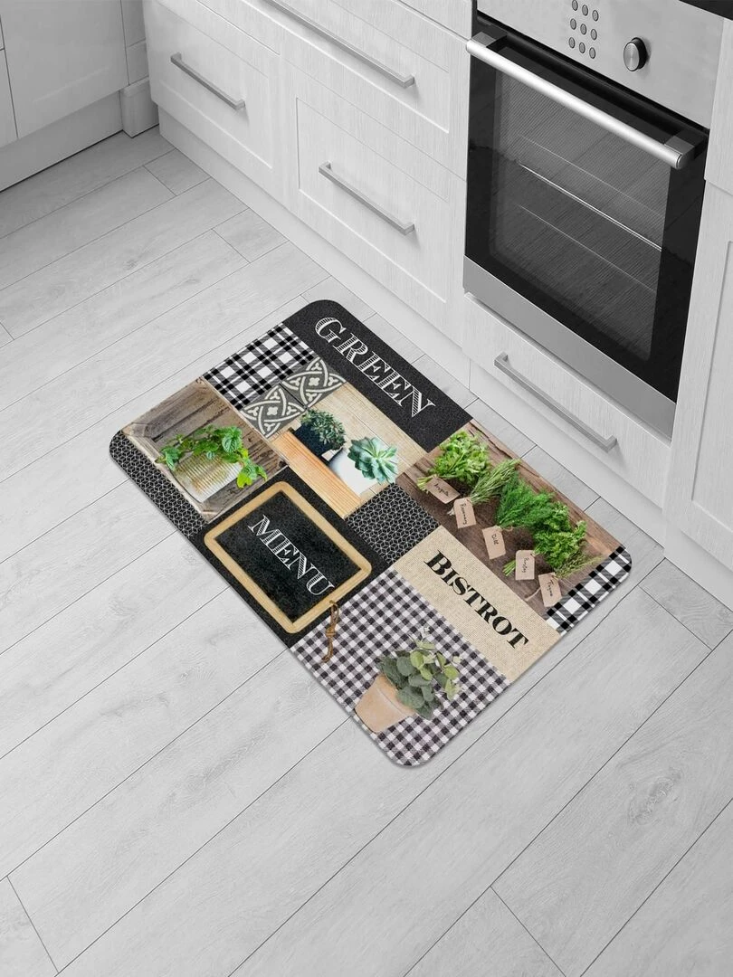 Tapis Modele Green Bistrot Menu 45x75cm Noir Vert