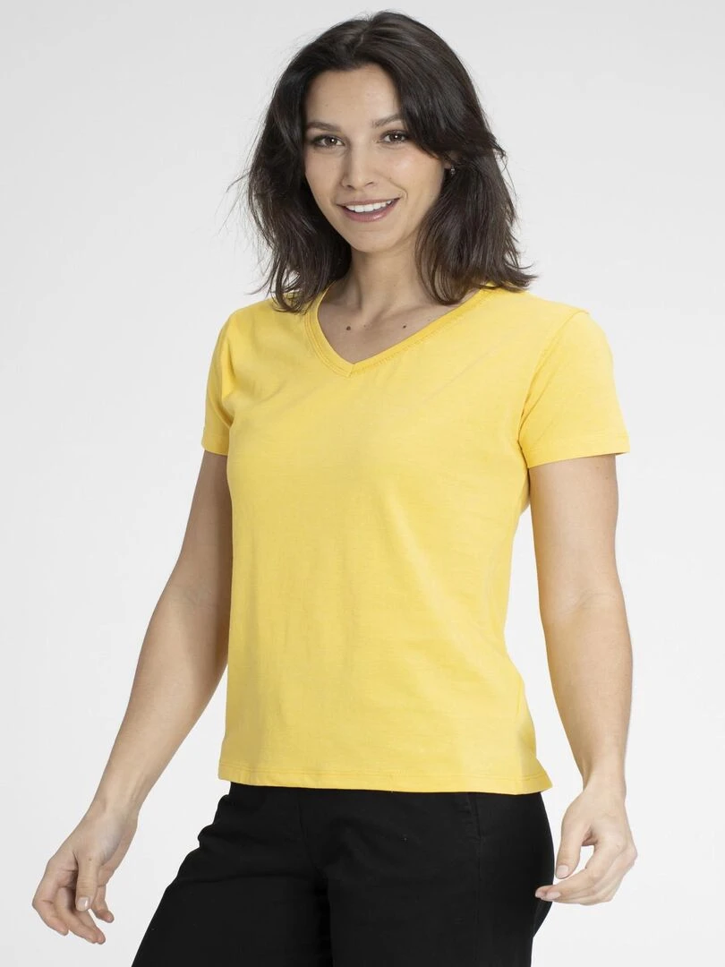 T shirts col v MADDY Gérard Pasquier Jaune