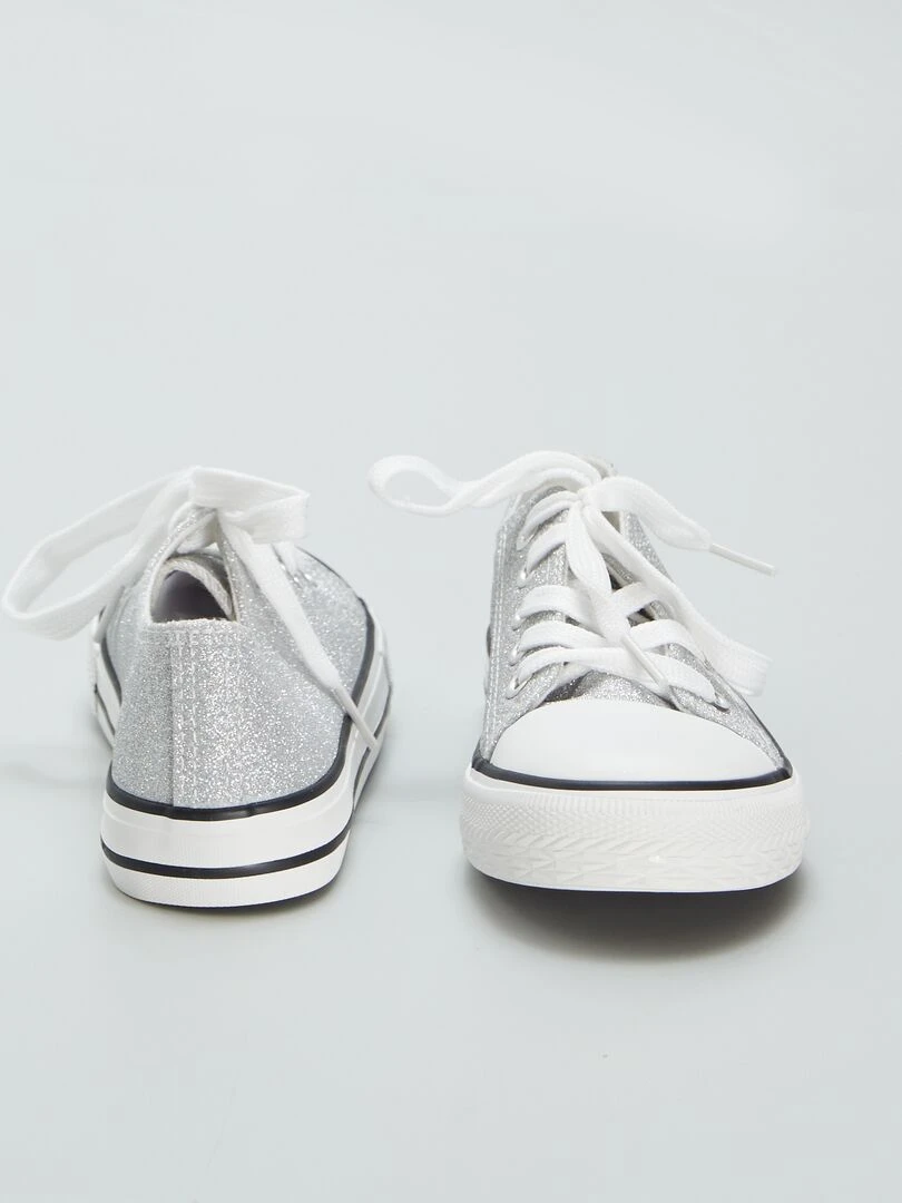 Baskets basses en toile pailletées   Gris