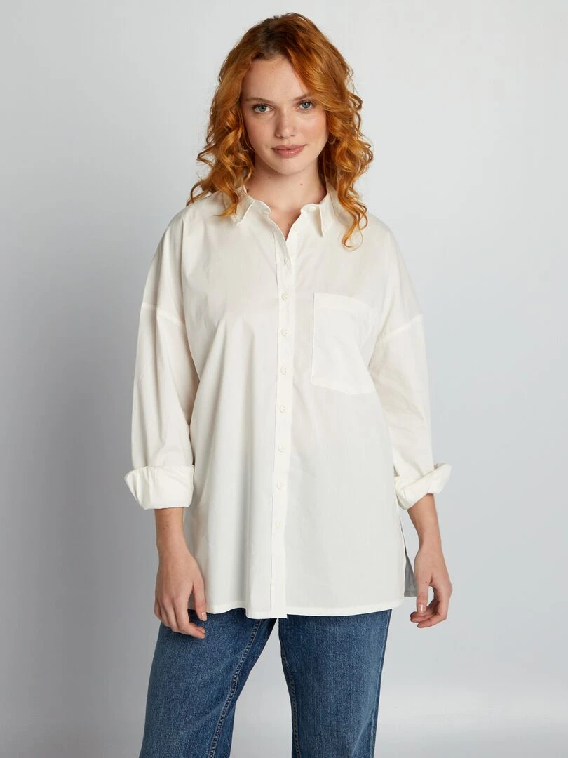 Chemise oversize en popeline blanc