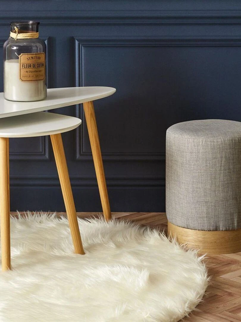 Pouf scandinave rond gris clair   Gris clair