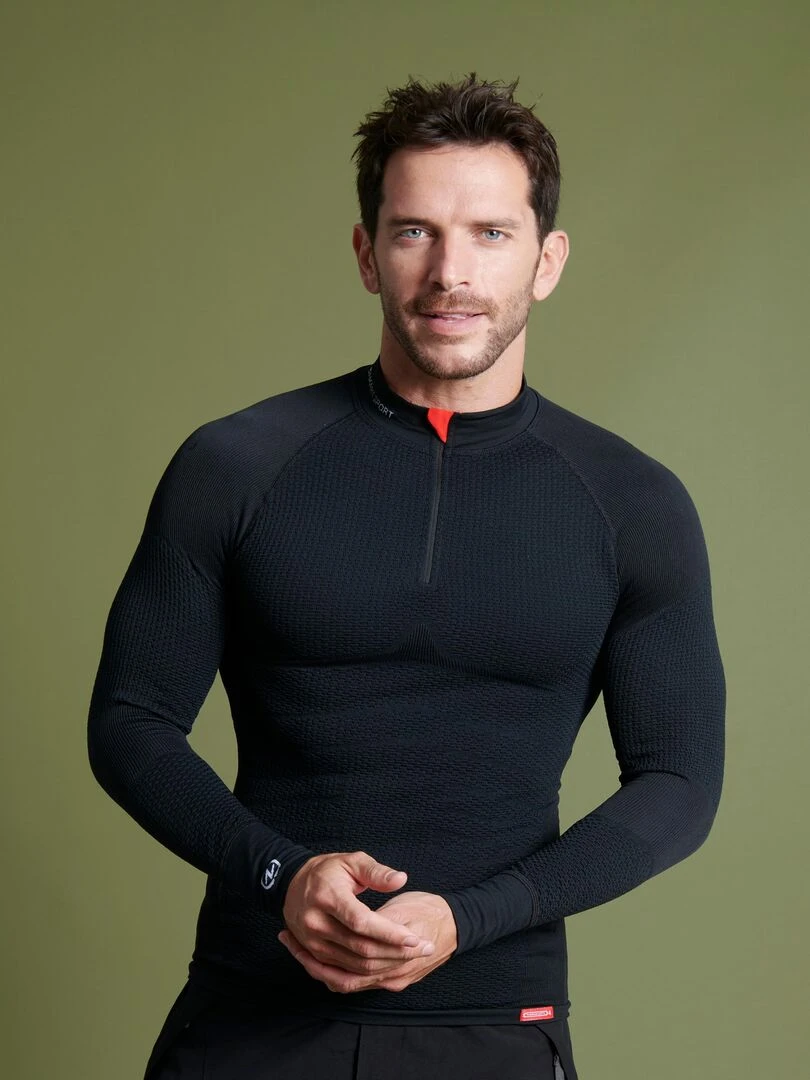 T shirt col zippé Energy Thermolactyl 4 homme DamartSport Noir