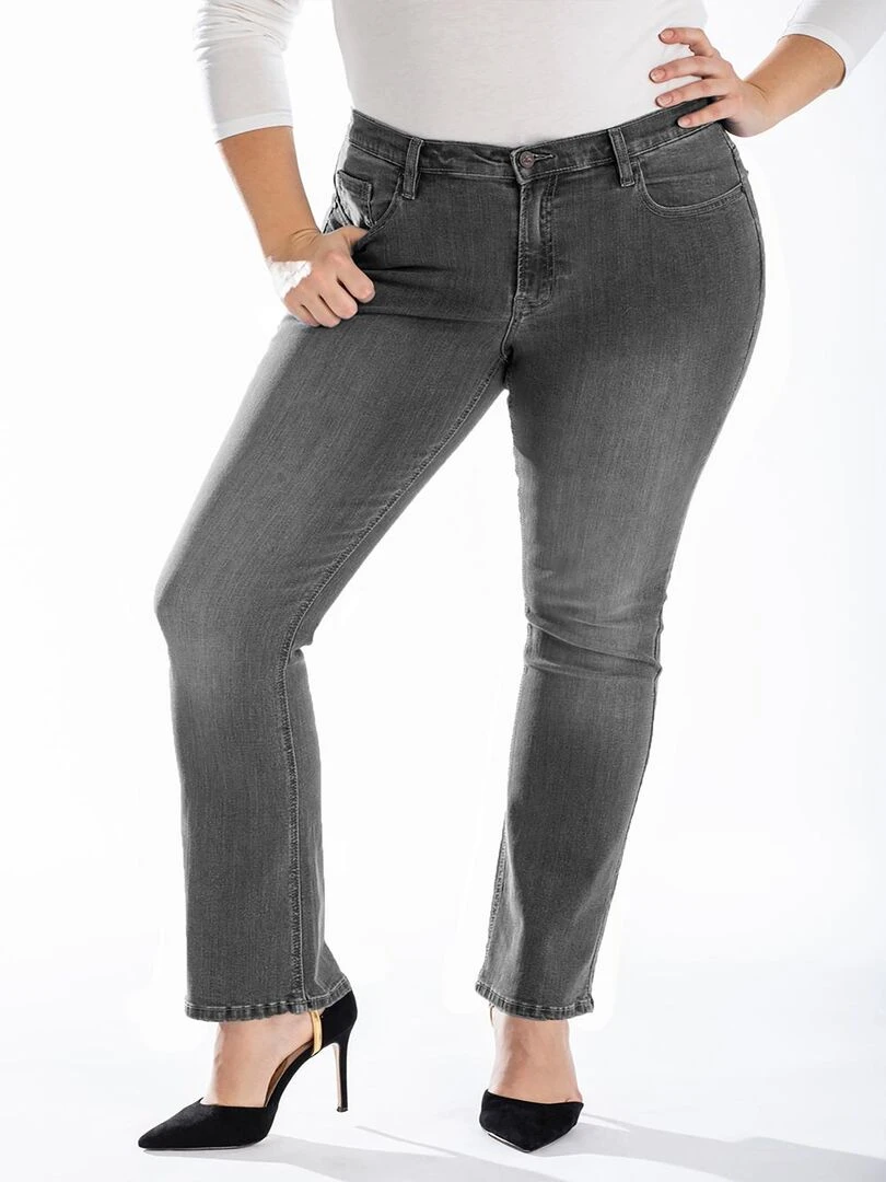 Jeans coupe bootcut denim stretch OBBO4 'OBER' Gris