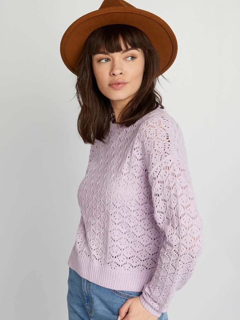 Pull en maille ajouré   Violet