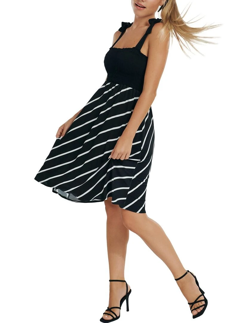 Robe estivale à bretelles Rhodes   Noir