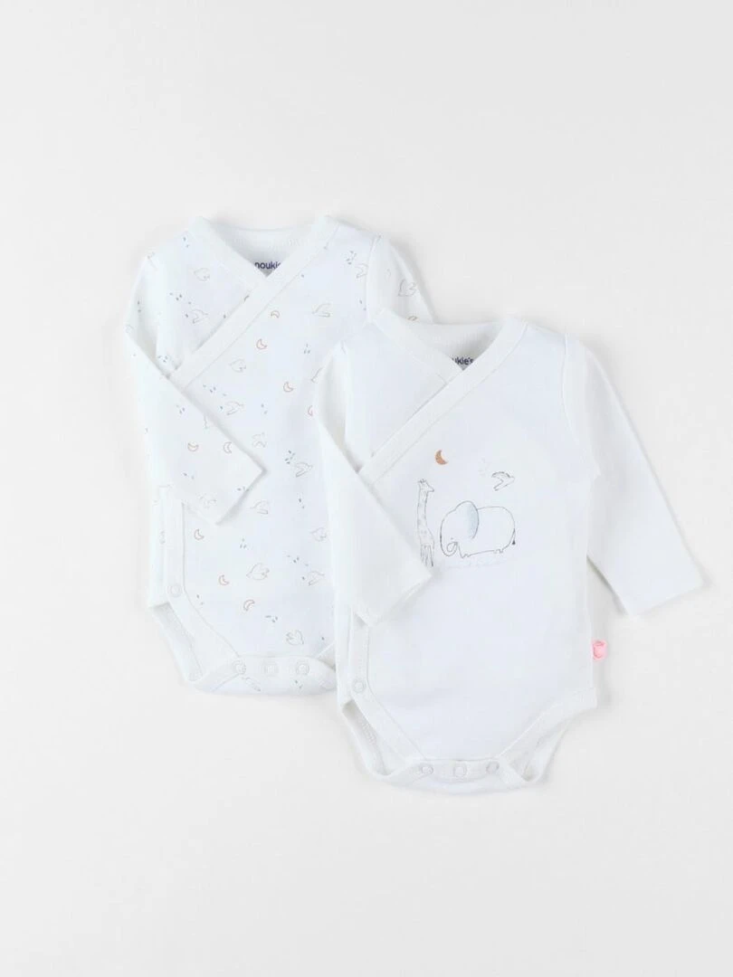 Set de 2 bodies naissance en coton Noukie's Blanc