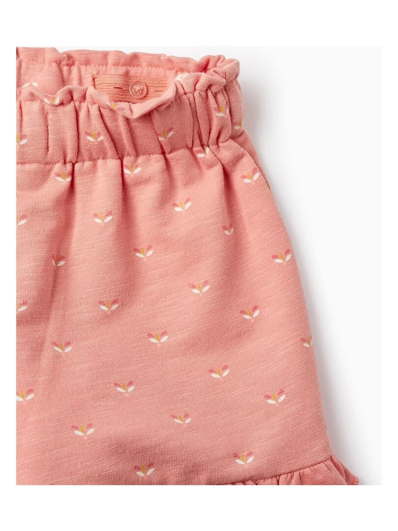 T Shirt + Short Pour Bébé Fille   Orange clair
