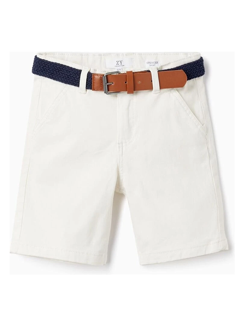 Short Chino En Sergé Avec Ceinture Pour Garçon MATISSE Blanc