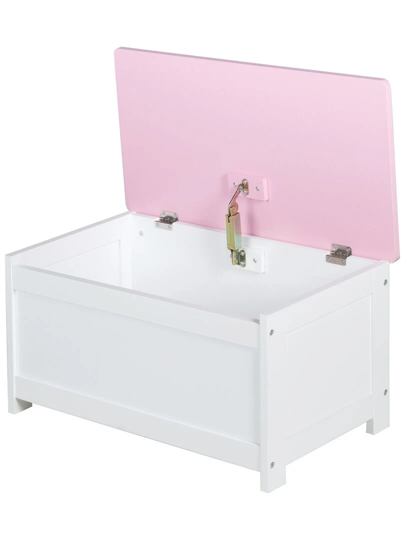 ROBA Banc Coffre à Jouets "Krone" en Bois pour Enfant   Fermeture Douce   Rose/Motif Conte de Fées   Blanc Rose