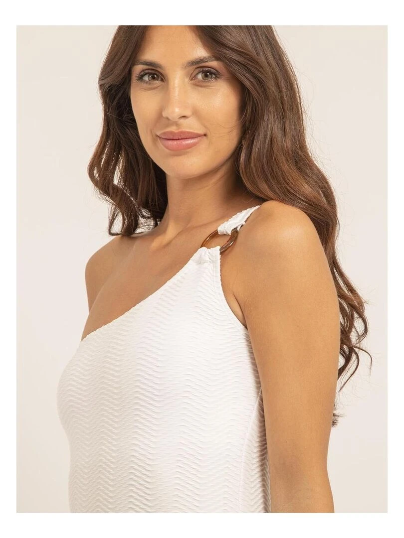 Maillot 1 pièce col asymétrique GEMMA   Blanc