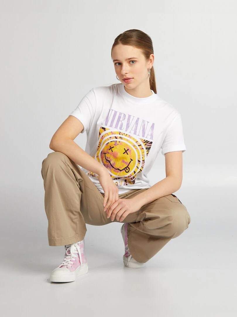 T shirt oversize 'Nirvana' blanc