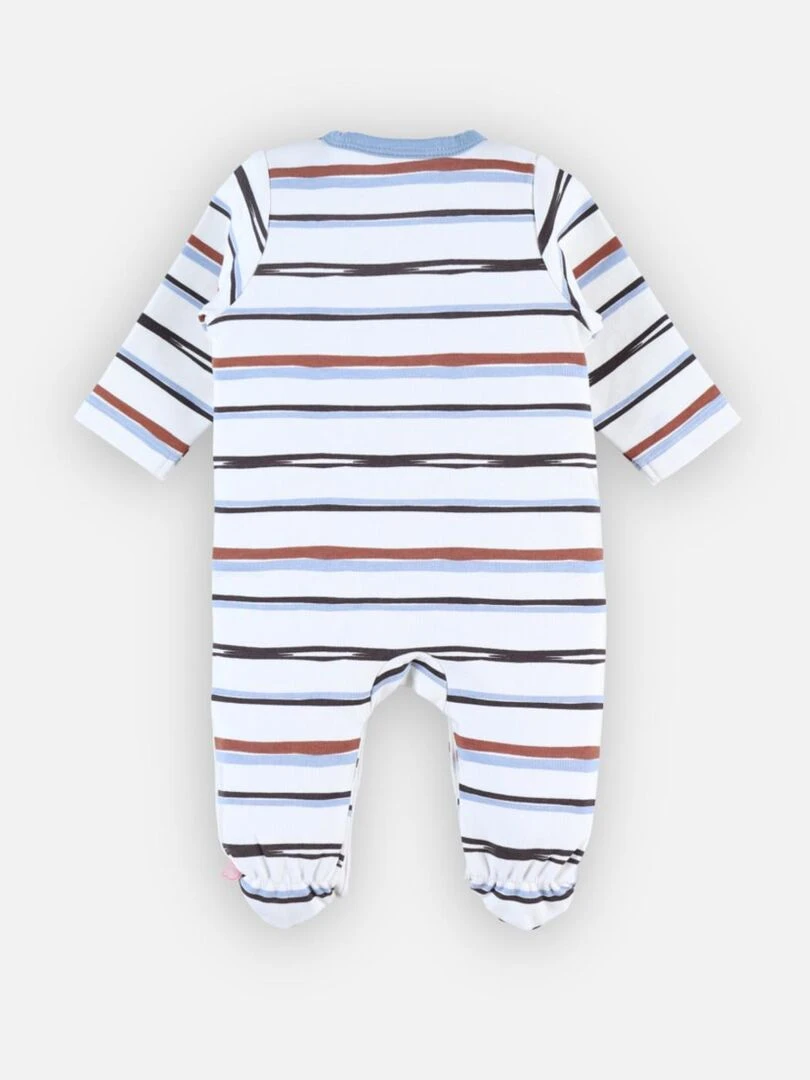 Pyjama 1 pièce rayé en interlock écru/bleu Noukie's Blanc