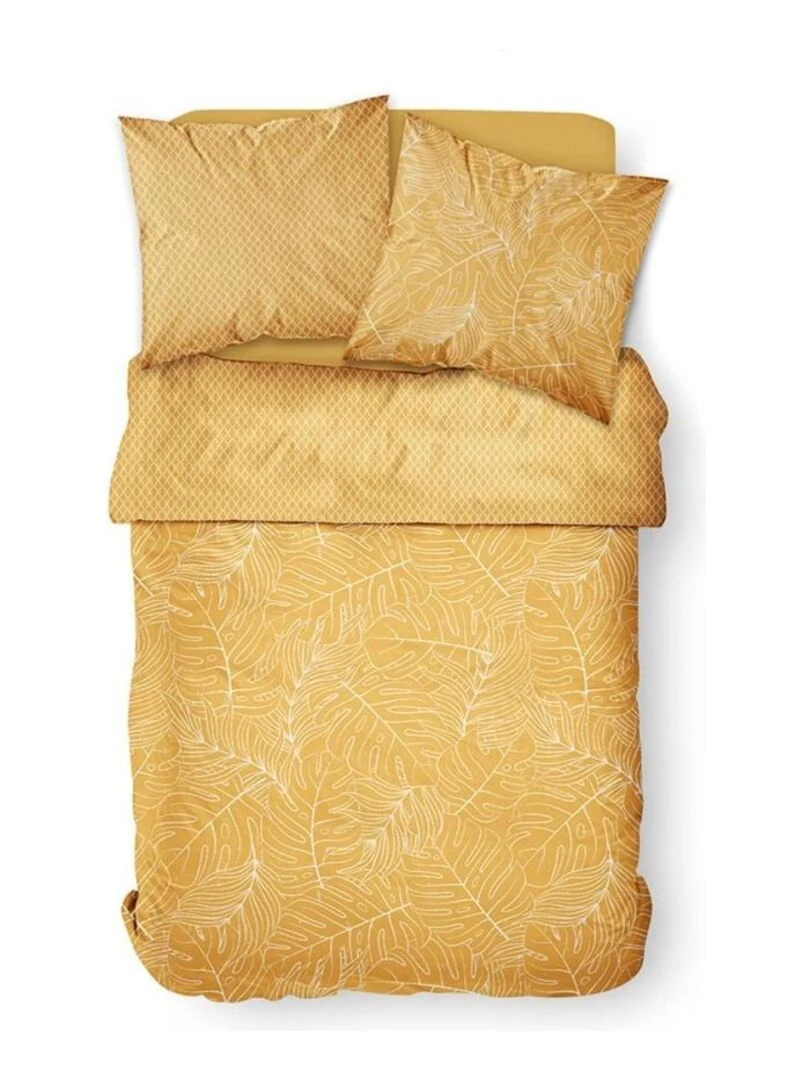 Housse de couette Sunshine Iwaki + taie(s) 100% coton 57 fils Jaune