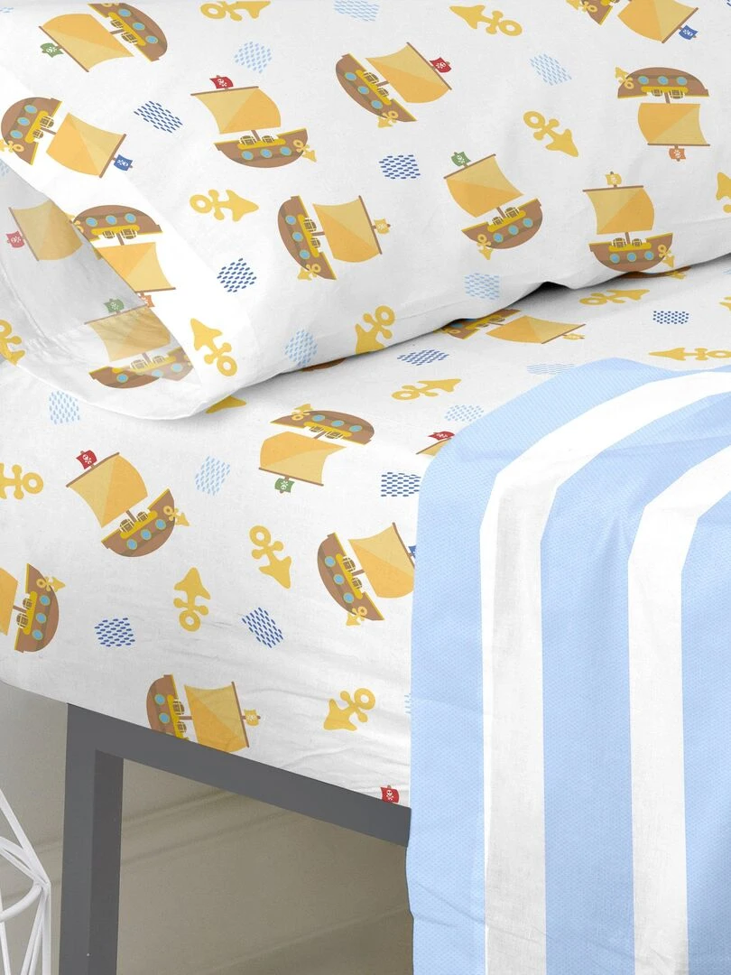 Drap housse Pirate ship "Happyfriday" Blanc
