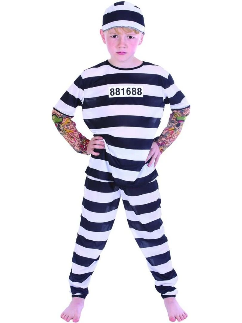 Déguisement Prisonnier tatoué enfant Noir Noir