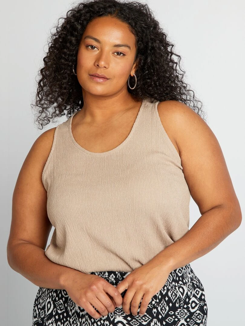 Débardeur large en maille gaufrée Taupe