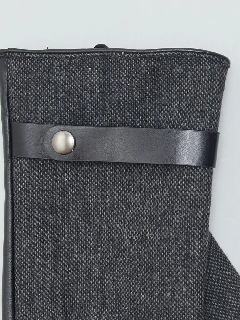 Gants bi matières doublés polaire   Noir