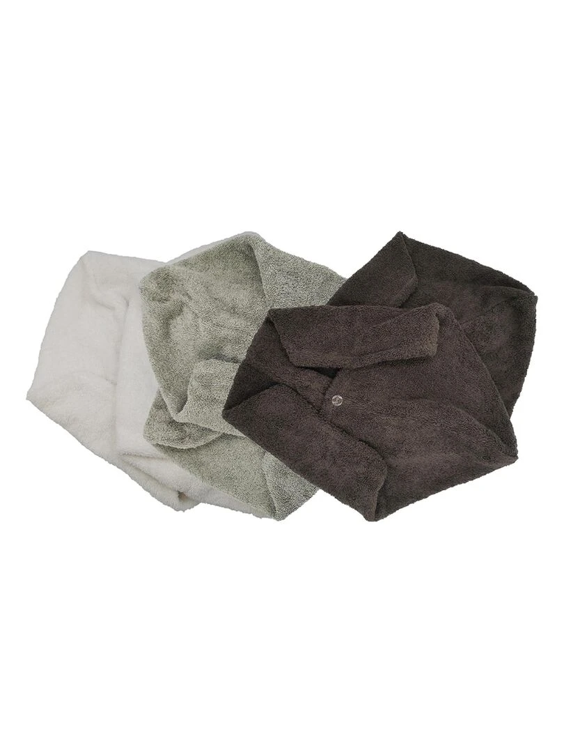 Lot de 2 Serviette Sèche Cheveux Vert/Gris   Gris Vert