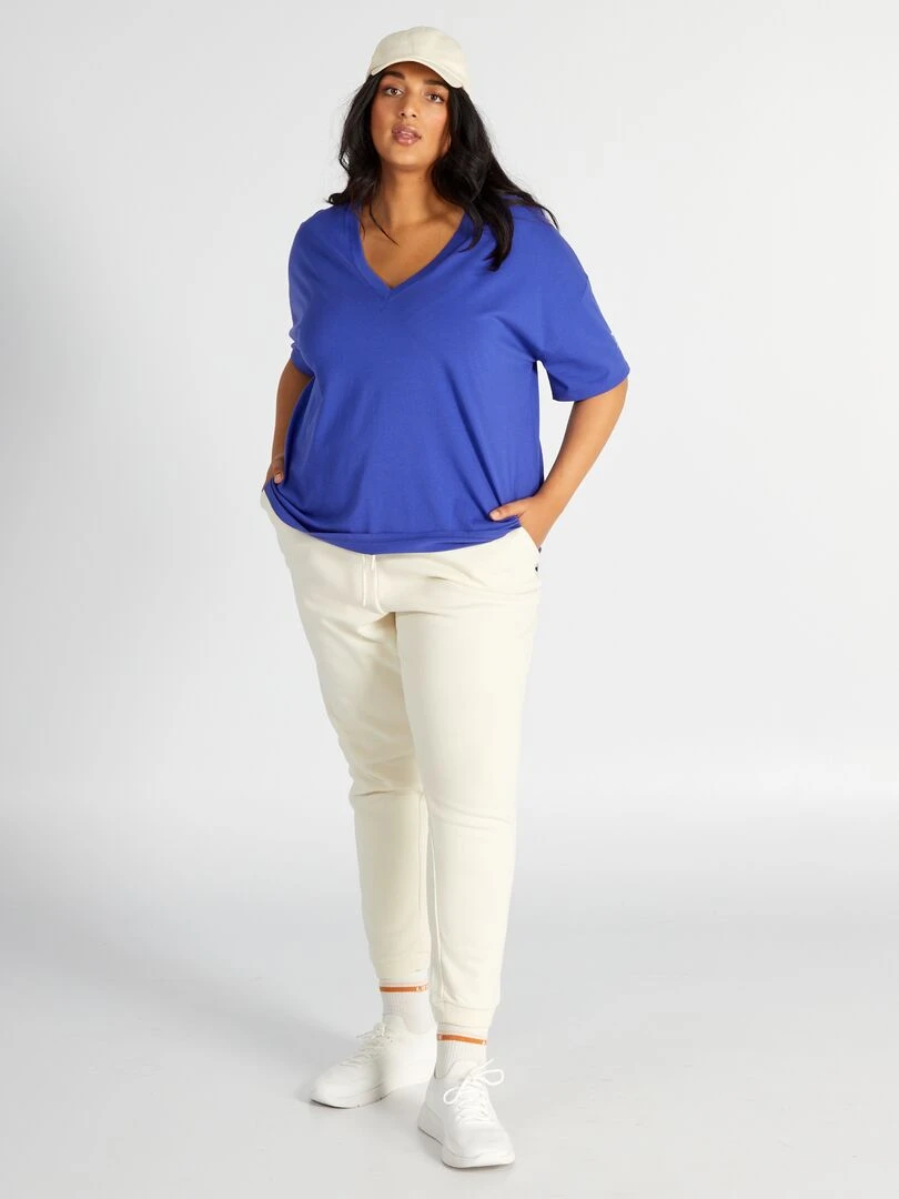 Tee shirt col V   Paris 2024   Bleu violet