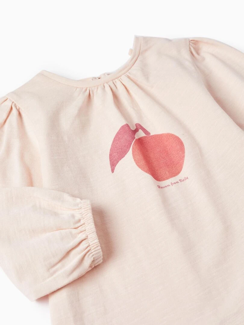 T shirt à manches longues en coton pour bébé fille manches longues SICILIAN DAYS   Rose clair
