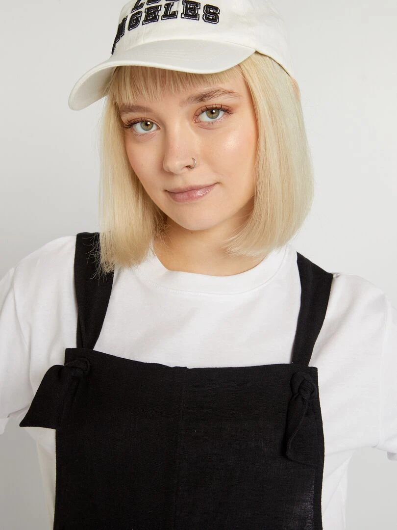 Combishort en lin   noir